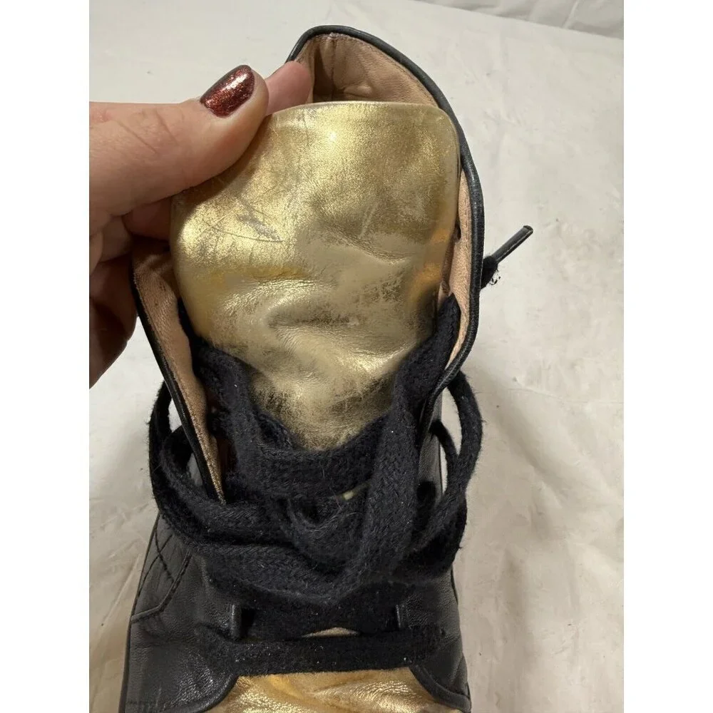 Thakoon Black and Gold Leather High-Top Sneakers